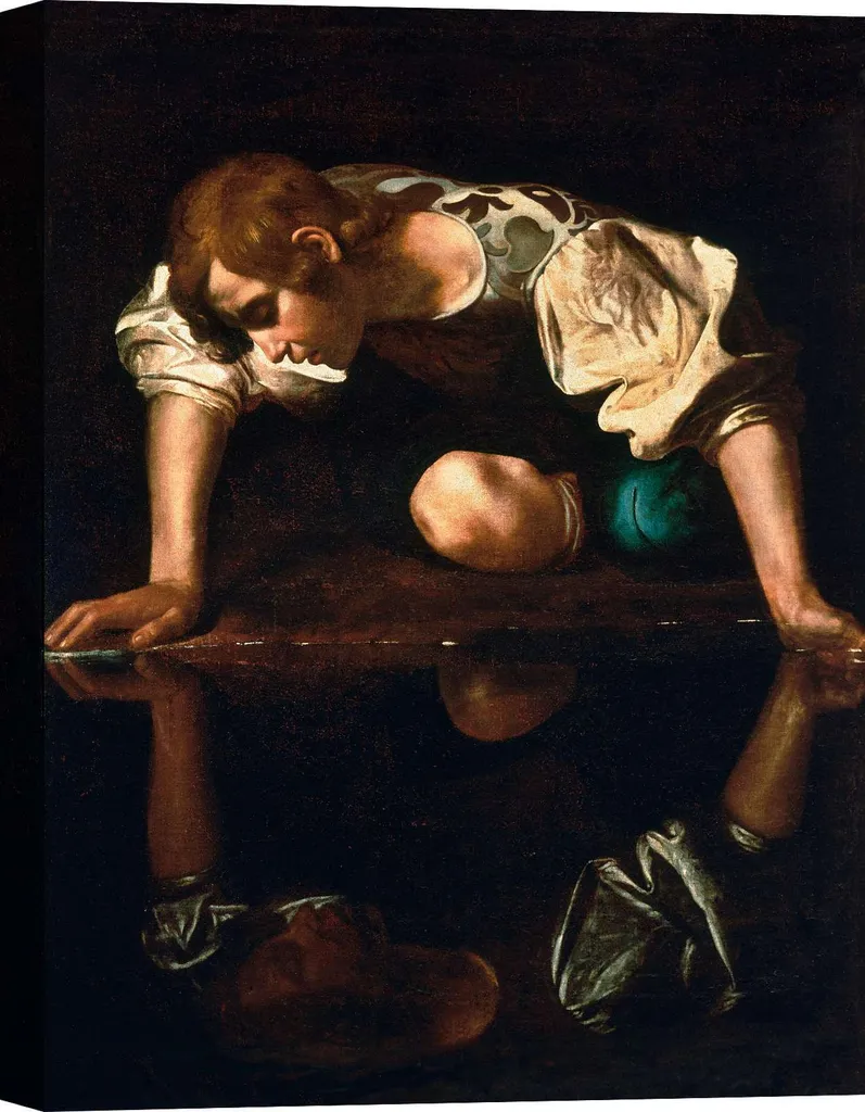 Tableau Caravaggio Narcisse - Impression sur toile d'art 100x70 cm