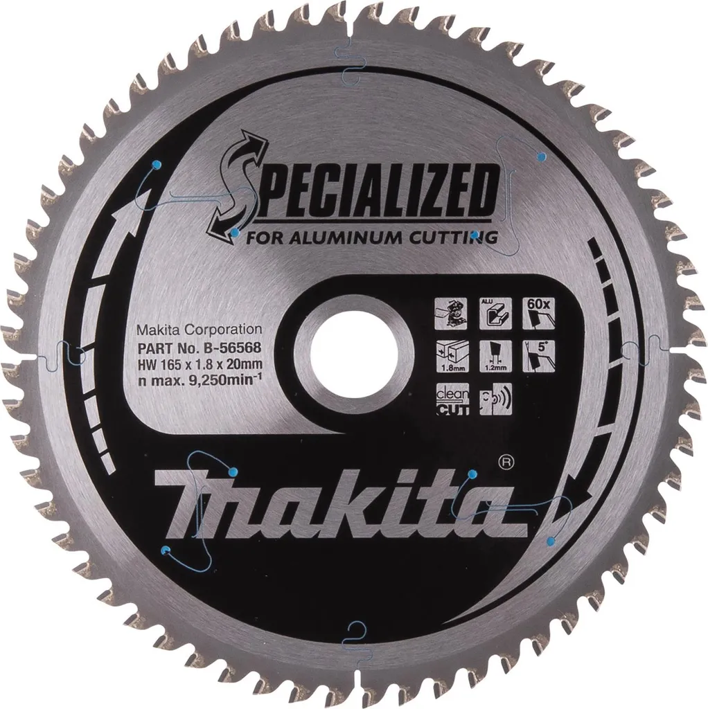 Disco Makita 165mm 60T per Alluminio - Serie Specialized Alta Precisione