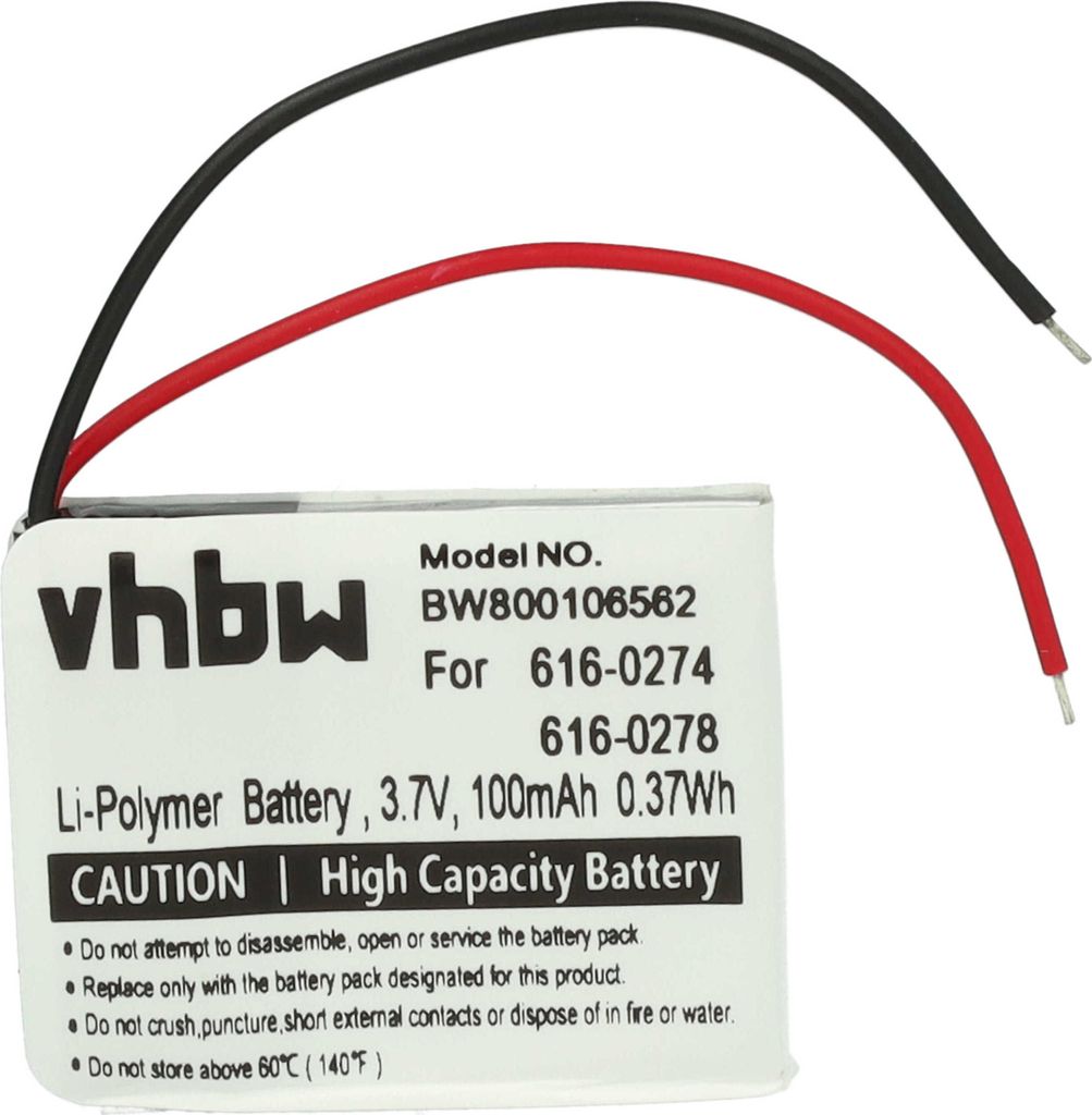 vhbw Akku kompatibel mit Apple IPod Shuffle G2 1GB, G3 MP3-Player Musik Player (100 mAh, 3,7 V, Li-Ion)