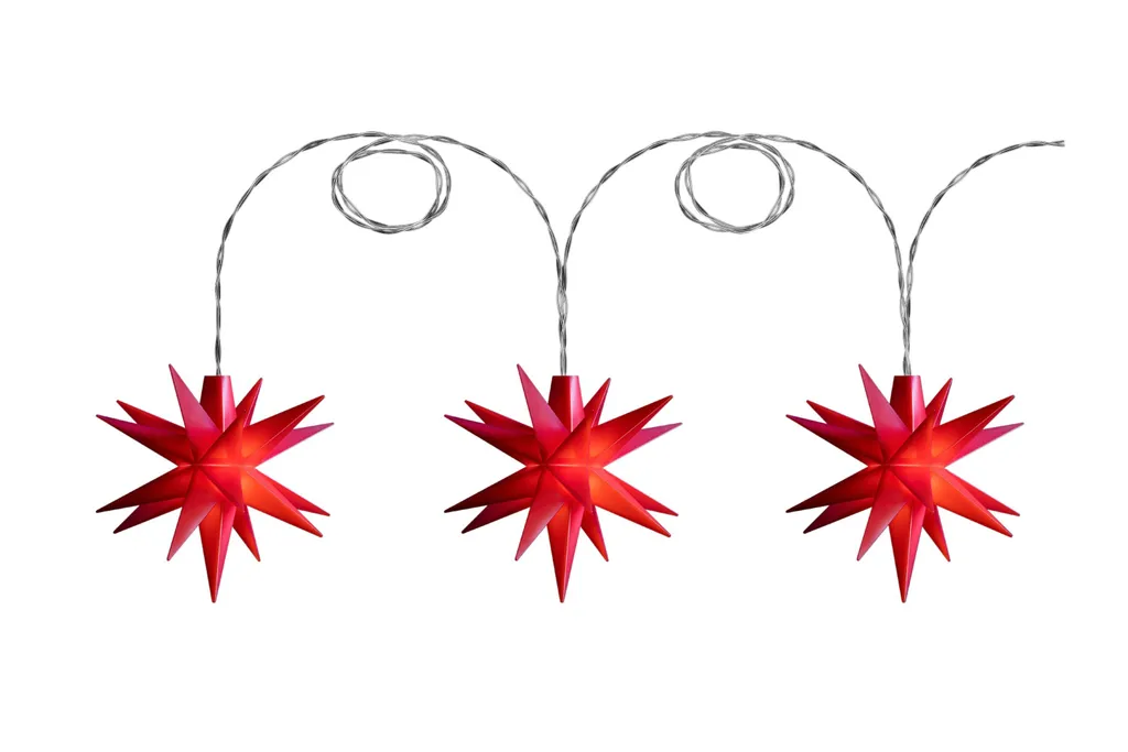 Decorazione Natale Sterntaler: 3 Stelle LED Rosse 18 Punte con Timer