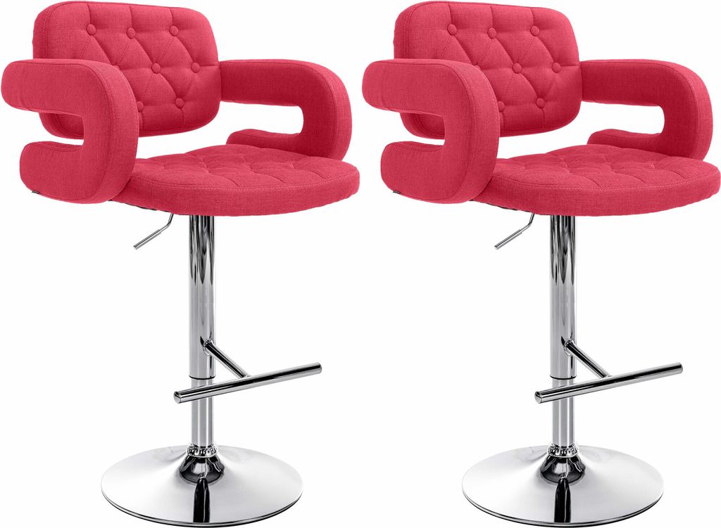 CLP 2er Set Barhocker Dublin Stoff höhenverstellbar und drehbar Farbe:rot