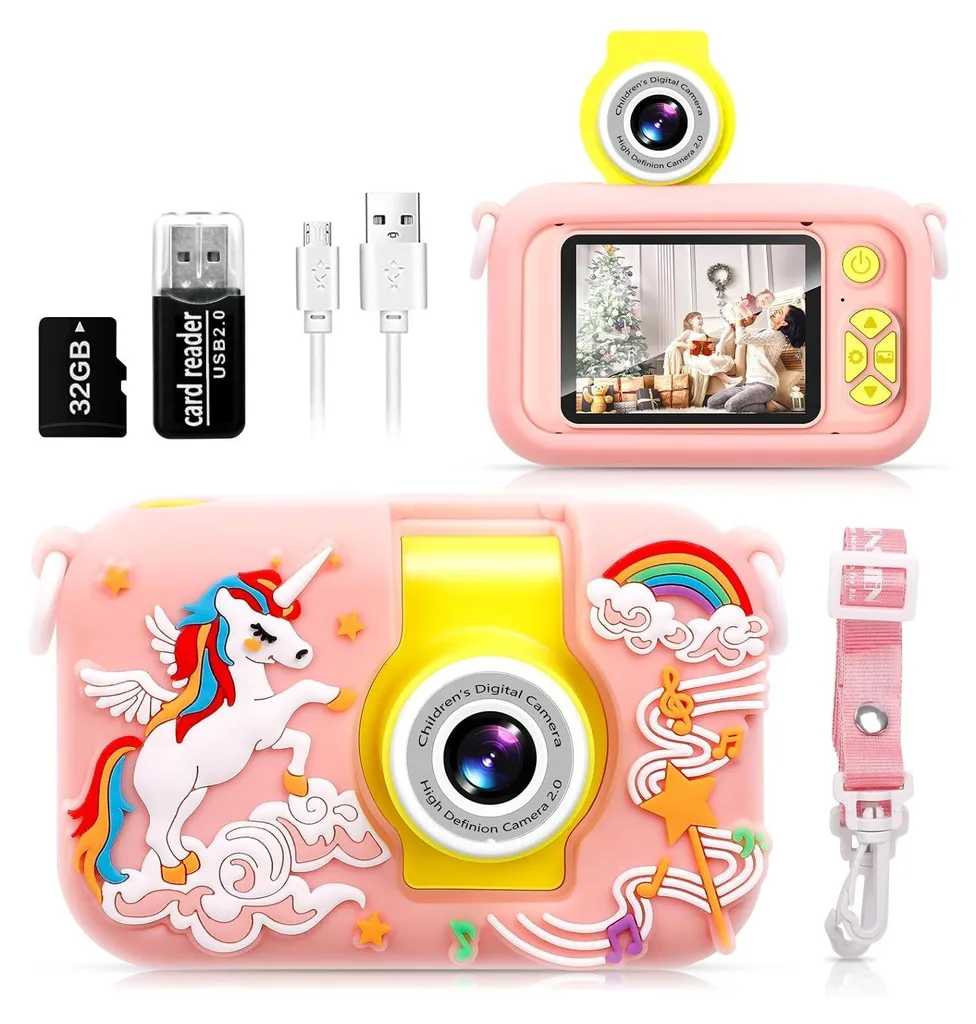 Fotocamera Selfie Bambini 1080P: Display 2,4 Pollici e Lente Flip