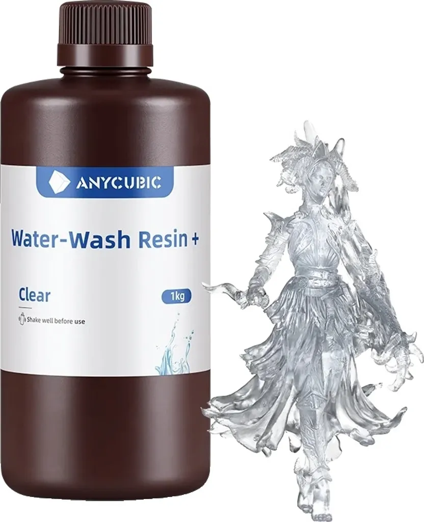 Résine 3D Anycubic Water-Washable Clear et HD Grey en pack de 3kg