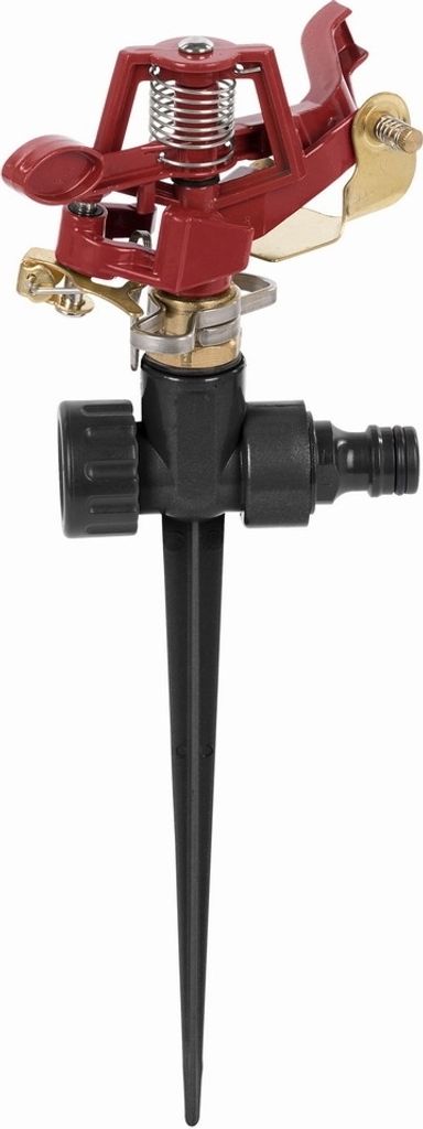Impulsregner mit Dorn Kreisregner Rasensprinkler Gartensprinkler für max. 452 m² - Sprinkleranlage aus Metall mit Erdspieß