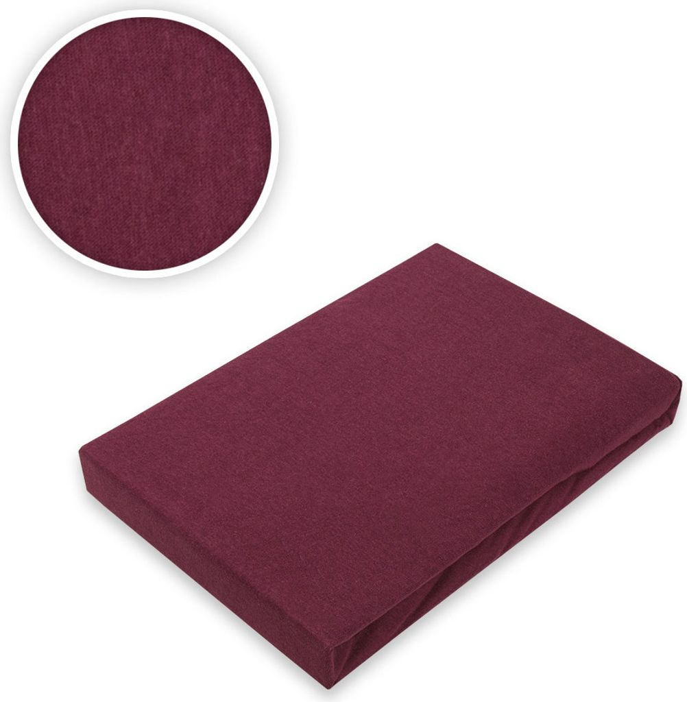 Jersey Spannbettlaken in 22 verschiedenen Farben 90 - 100 x 200 cm Bordeaux