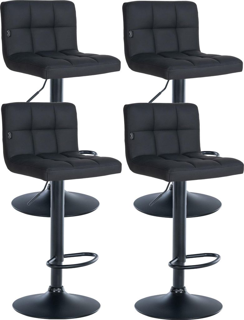 4er Set Barhocker Feni Kunstleder, Farbe:schwarz, Material Gestell:Metall matt schwarz
