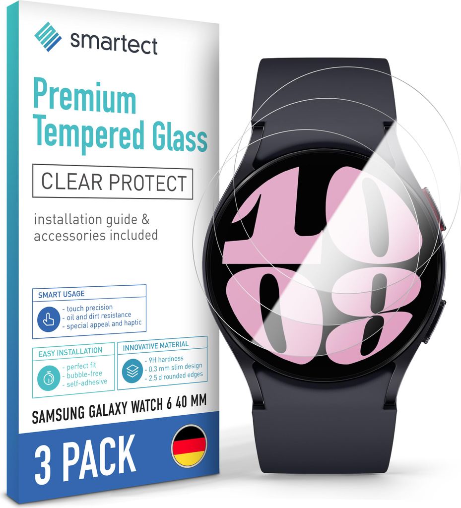 3x Schutzglas Panzerfolie Klar für Galaxy Watch 6 40mm Produktbild 