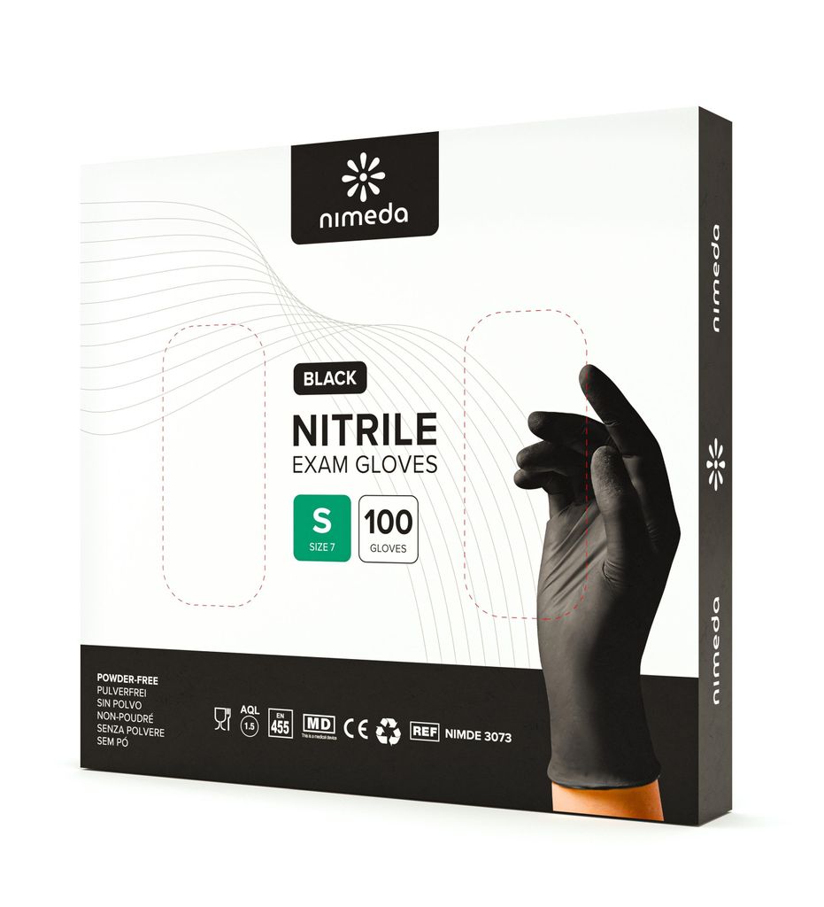 Einweghandschuhe Schwarz 100 Stück Nitrilhandschuhe Gummihandschuhe Latexfrei Puderfrei für Lebensmittelbereiche, Medizin, Kosmetik und Haushalt (S)