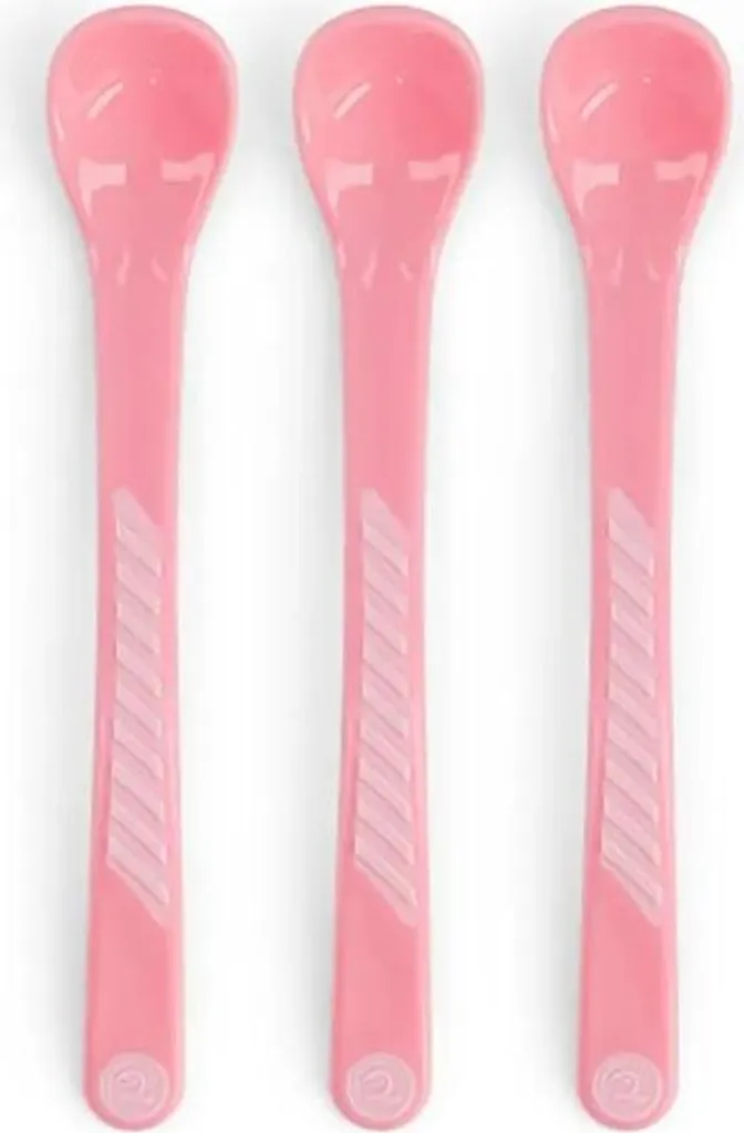 Cuillères d'alimentation bébé 4+m anti-irritation rose pastel lot 3
