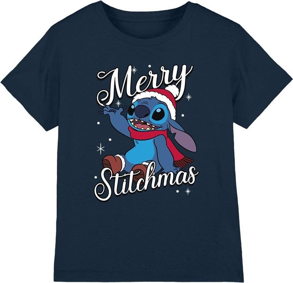 Lilo & Stitch - "Merry Stitchmas" T-Shirt für Kinder TV4867 (104) (Marineblau)