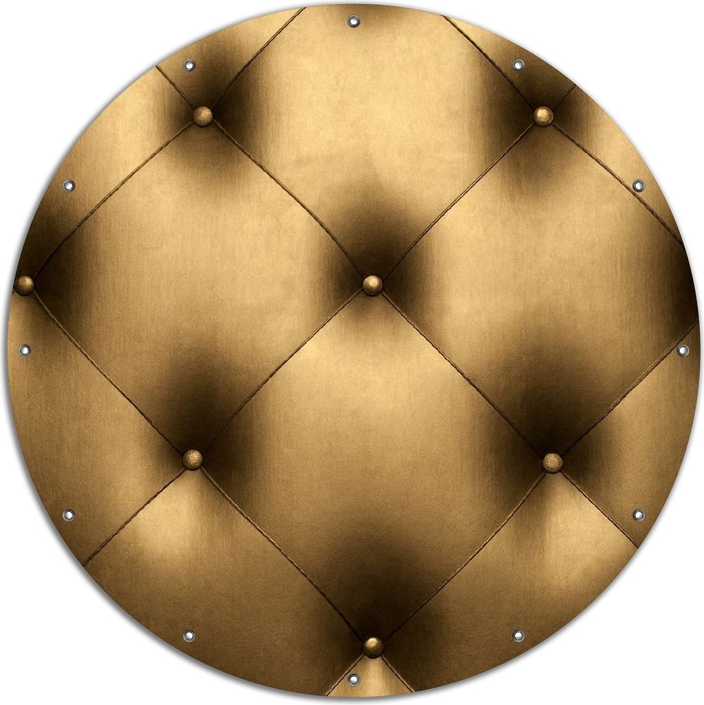 Wallario rundes Outdoor-Poster für Garten oder Balkon, Motiv Goldene Ledertür, 120 cm Durchmesser