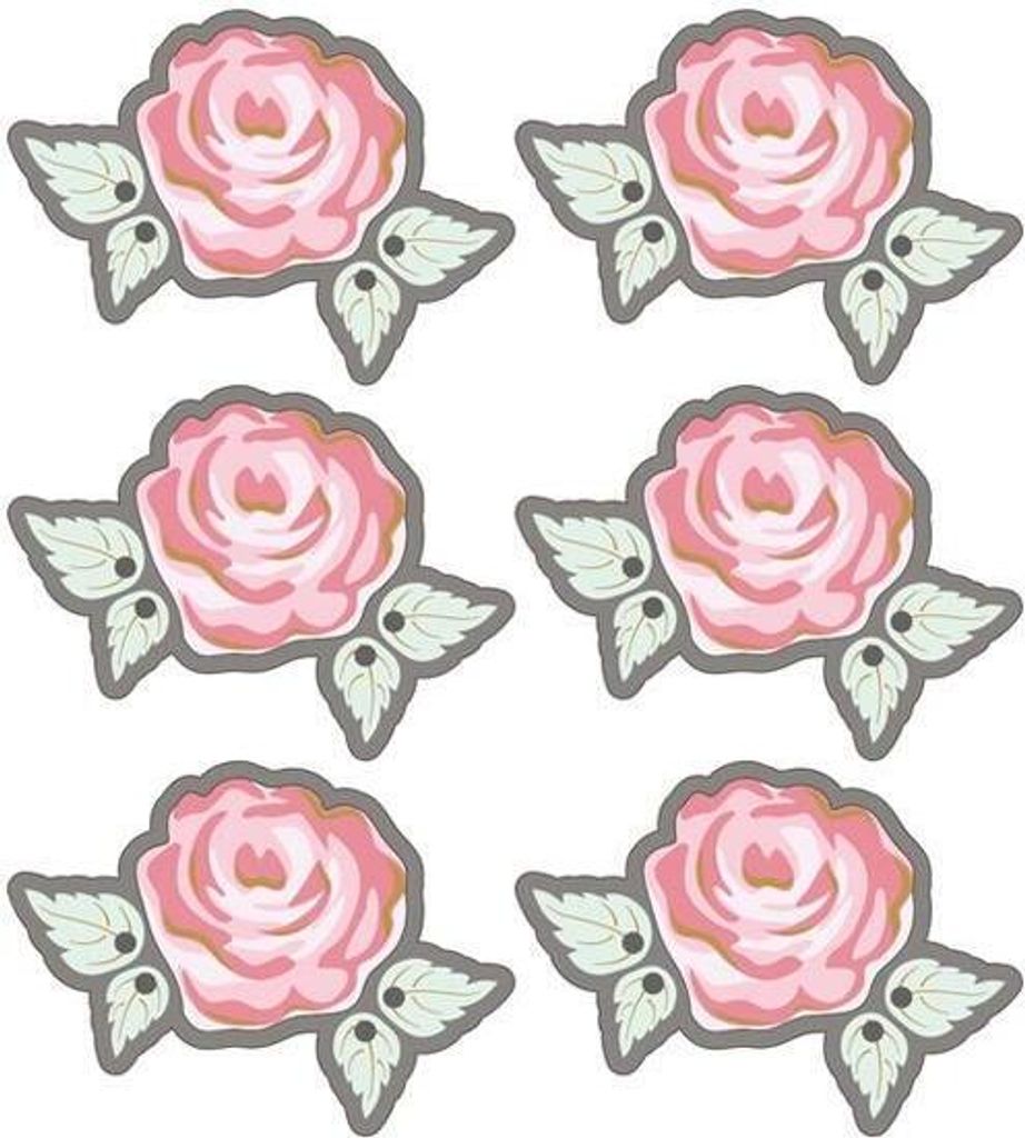 Aufkleber 3D 4 cm - Romantische Rose mit grauer Kontur