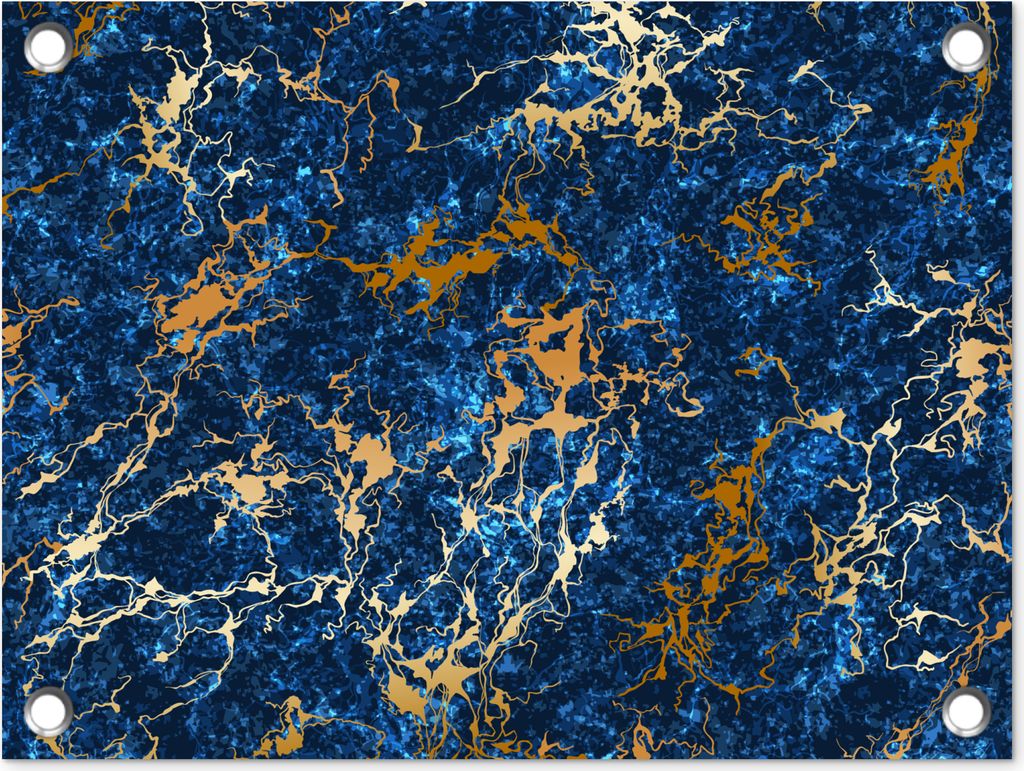 MuchoWow 40x30 cm Outdoor-Poster Gartendeko Sichtschutz Garten Poster für den Garten Marmor - Textur - Gold - Blau
