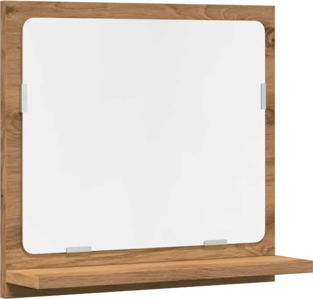 Specchiera Design Artisan Oak 40x11x37cm con Ripiano | Look Contemporaneo