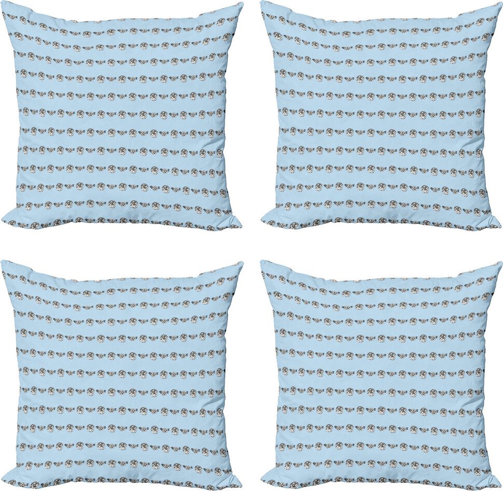 ABAKUHAUS Rose Kissenbezug Set (4 Stück), Vintage Sketch Trübe Blumen, Moderner Doppelseitiger Digitaldruck, 60 cm x 60 cm, Azure Blau Grau