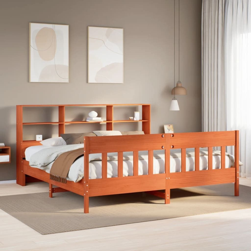Maison Exclusive - Massivholzbett ohne Matratze Wachsbraun 180x200 Kiefernholz