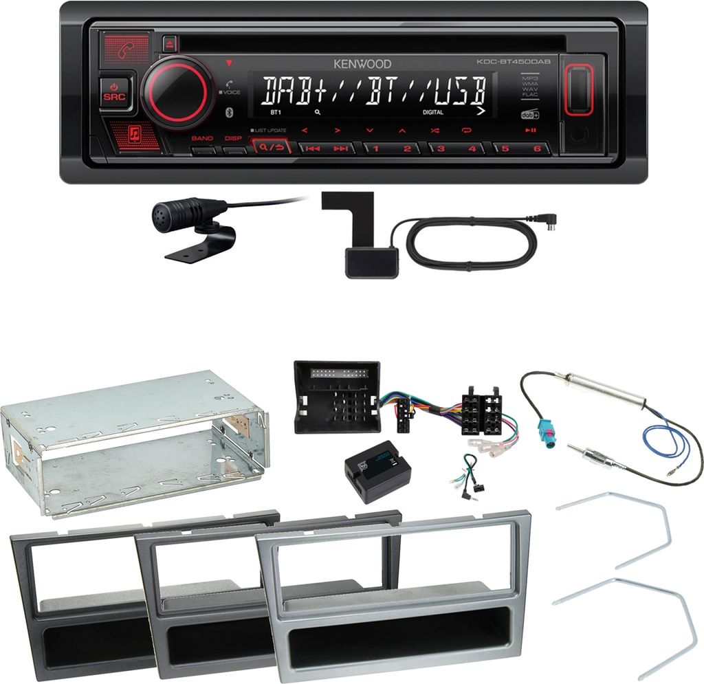 Kenwood KDC-BT450DAB Bluetooth Einbauset für Opel Vectra C Meriva Vivaro Combo