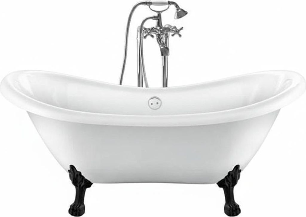 Freistehende Badewanne mit Füßen DARLINGTON Löwenfüße SCHWARZ 175 cm