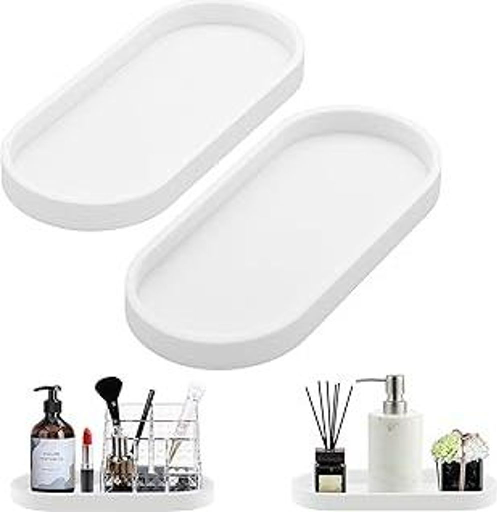 Badezimmer Tablett,2 Stück Deko Tabletts,Dekotablett Schwarz Silikon,Tablett Klein,Schminktisch Ablageschale,Kerzentablett,für Küchenspüle Wasc...
