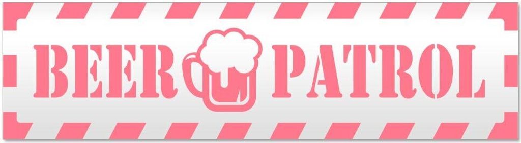 Kiwistar - Autoaufkleber - Hellrosa - 20 x 5,3 cm - Beer Patrol gestreift - Hinweis Aufkleber Sticker für Auto, Kfz, Fahrrad, PKW, LKW