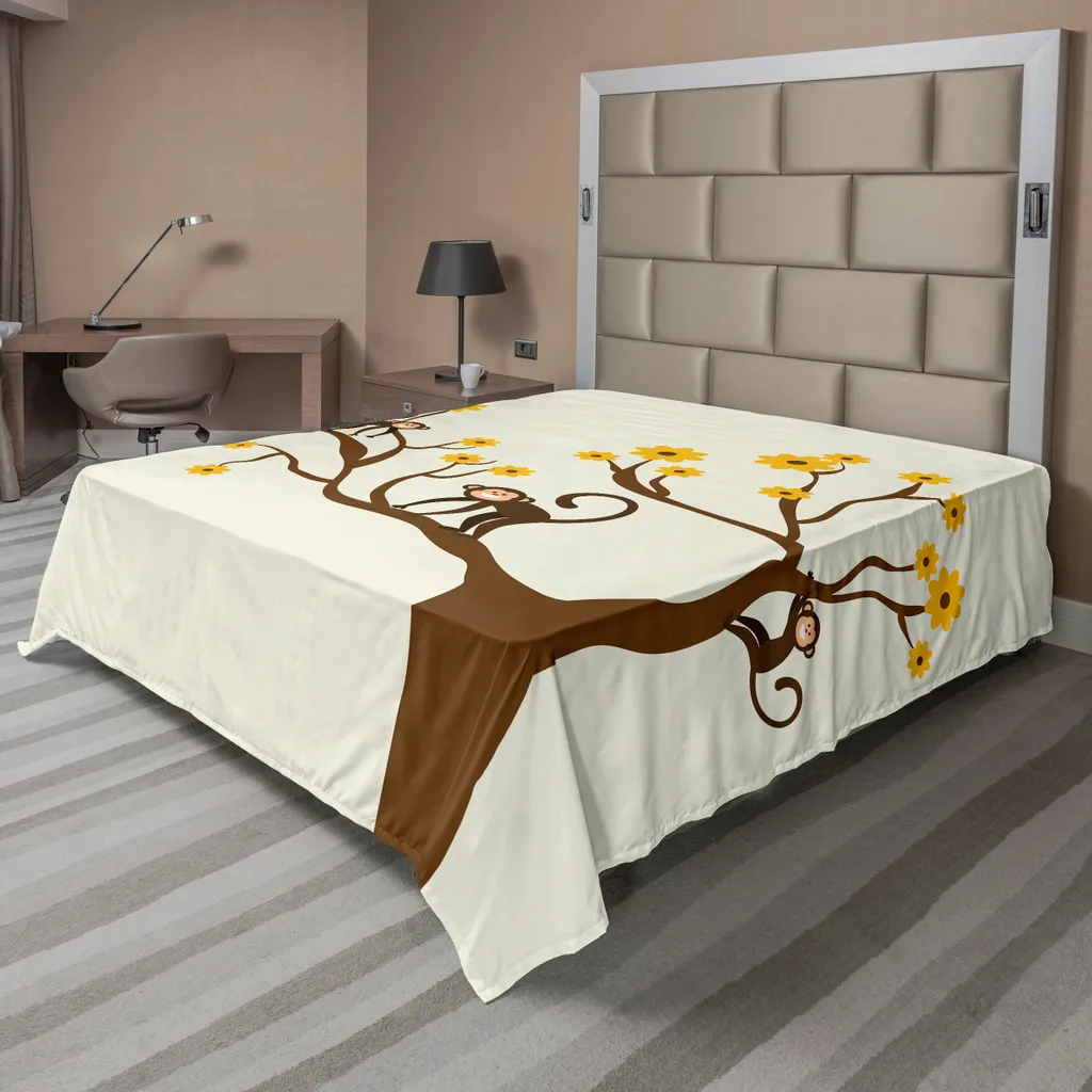 Drap Confortable en Microfibre Imprimé Chimpanzés Rigolos Jaune