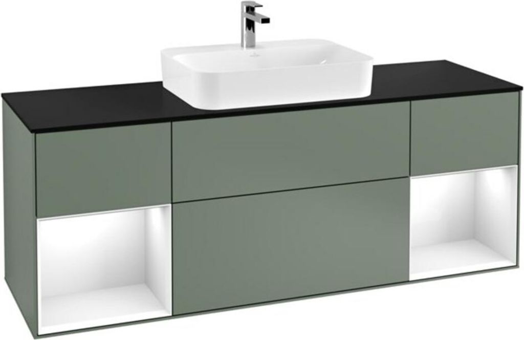 V&B Waschtischunterschrank Finion 160x60, Pl b m, Rg g wh. Lac, Oli. m Lac