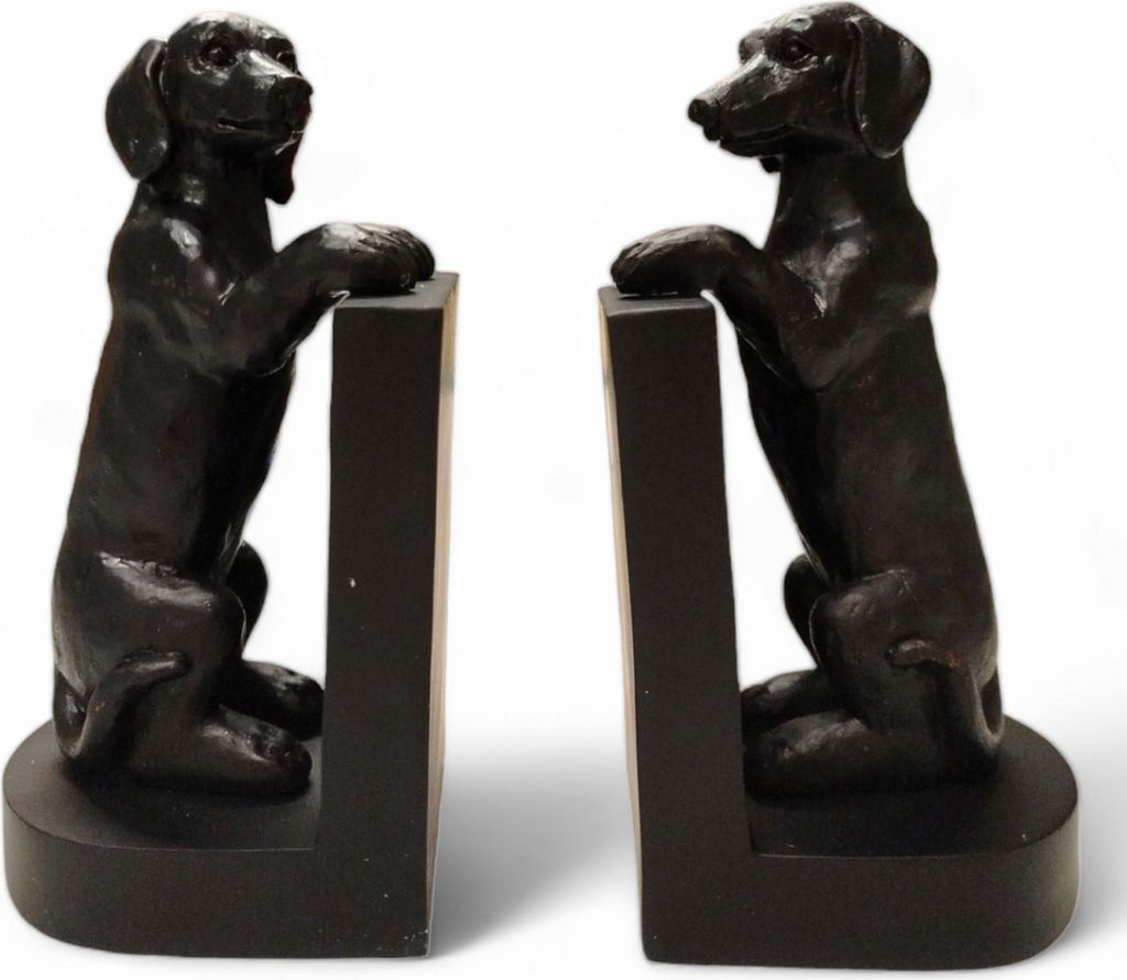 Buchstütze Dackel Hunde Buchständer in Schwarz im 2er-Set