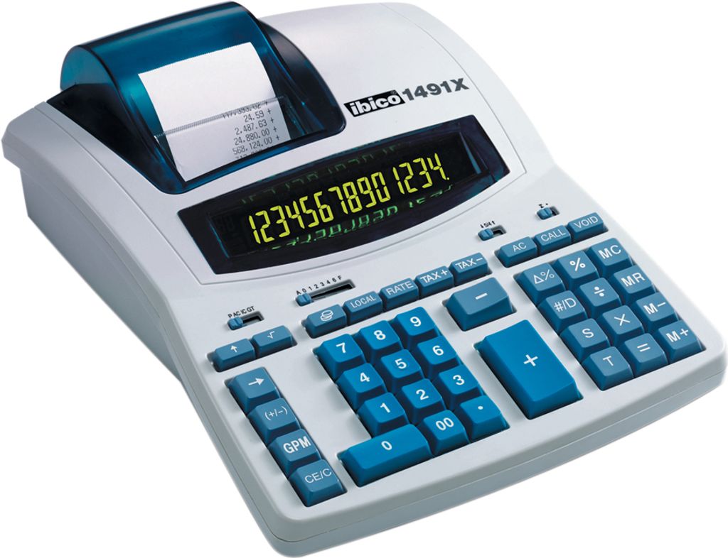 ibico druckender Thermo-Tischrechner 1491X Professionell lichtgrau/blau