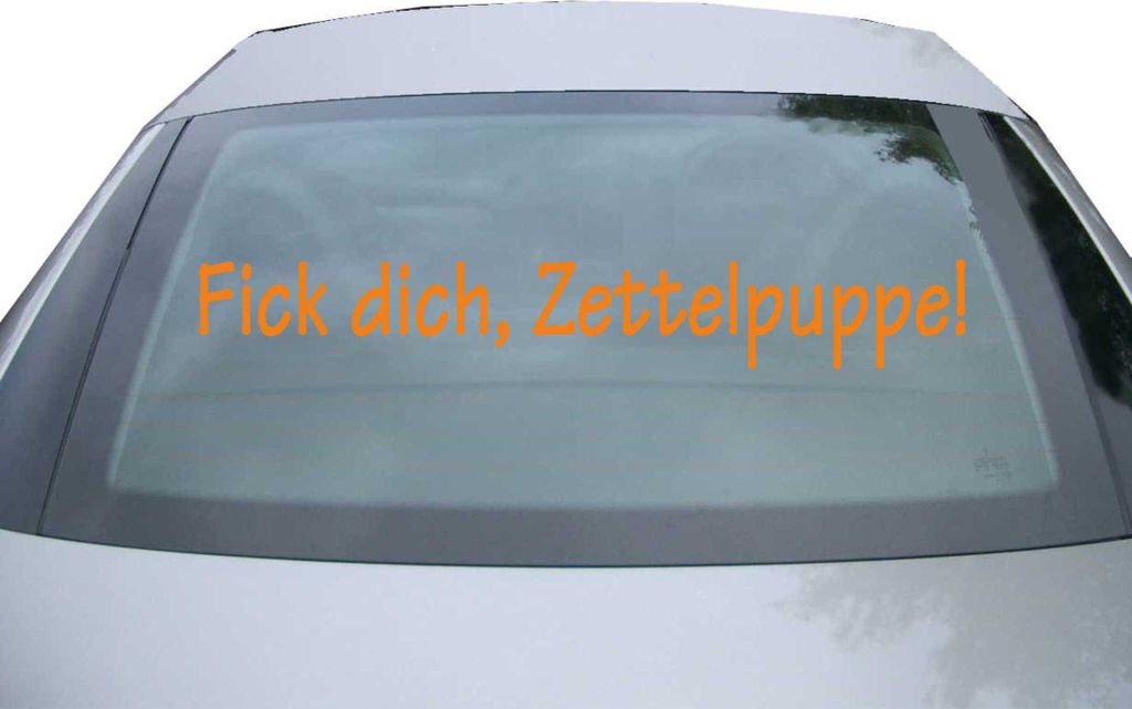 Indigos UG - Aufkleber Heckscheibe & Motorklappe DE2055 - orange - 600x85 mm - Fick dich Zettelpuppe - Auto Scheiben Fenster Heckklappe Tuning Raci...