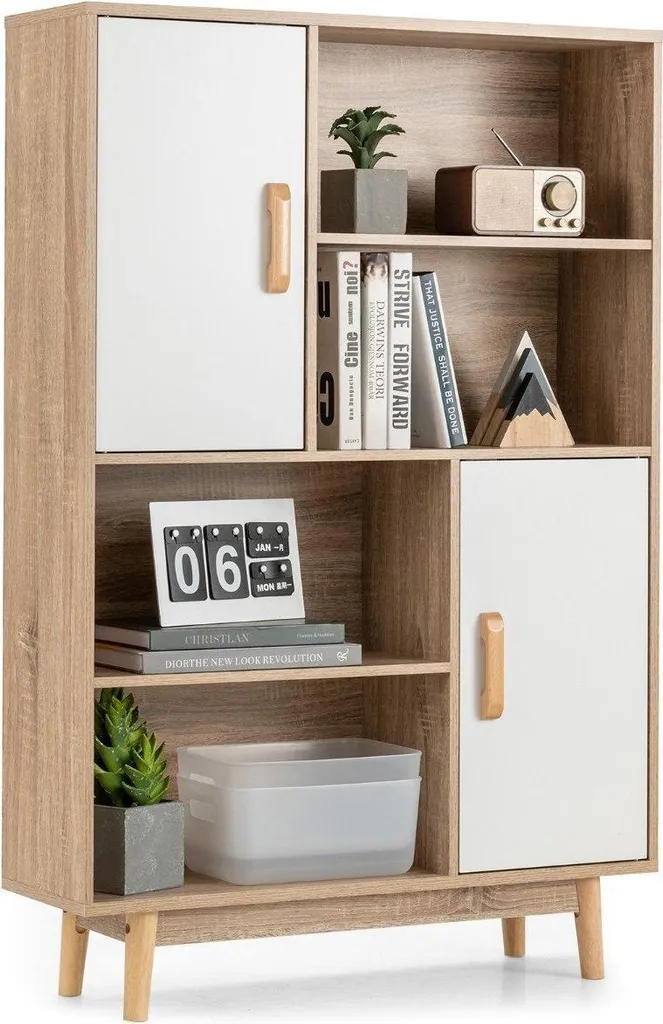 Meuble de rangement blanc avec étagères et placard pour salon et bureau