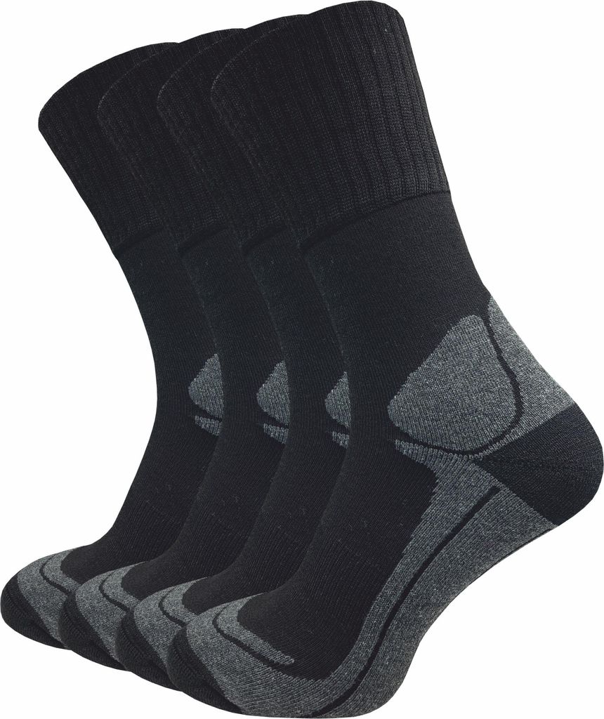 Gawilo Wandersocken mit Merinowollanteil & Fersenpolster Damen & Herren (4 Paar), Schwarz / 39 - 42