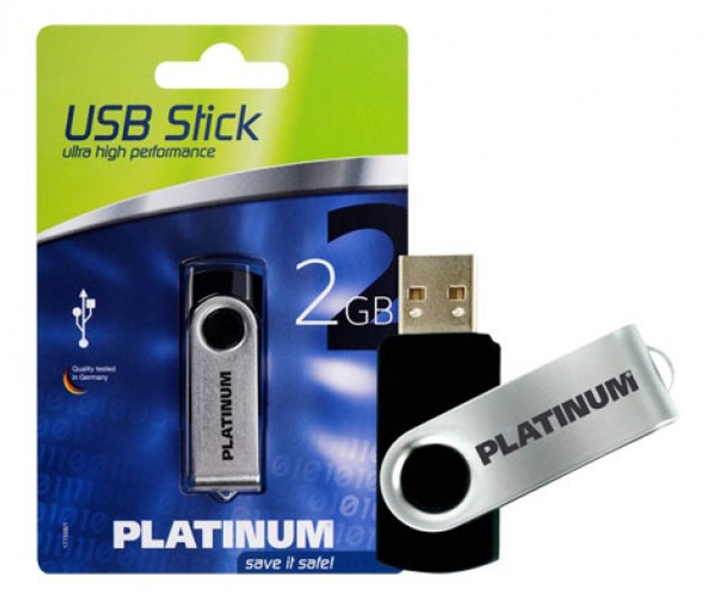 Platinum TWISTER USB-Flash-Laufwerk 2 GB USB Typ-A 2.0 Schwarz, Silber