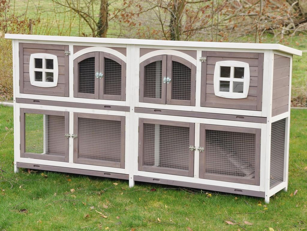 XXL Kleintierstall Murmel taupe 211x52x107 cm Produktbild 