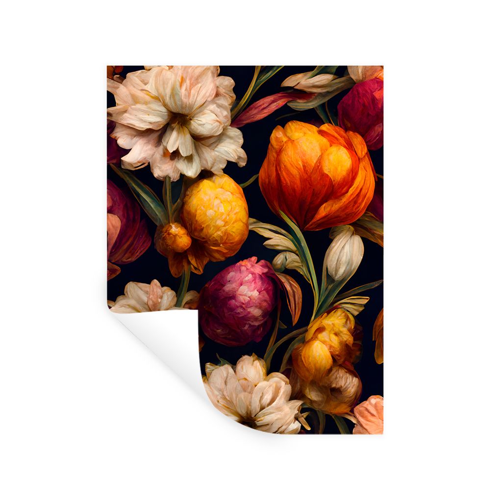 MuchoWow Wandtattoo Wandsticker Wandaufkleber Blumen - Pflanzen - Weiß 120x160 cm Selbstklebend und Repositionierbar - Wierderverwendbar - Selbs...