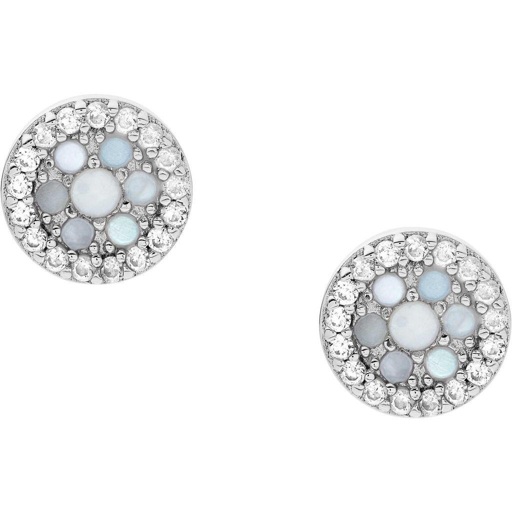A pair of stud earrings with a circular design.
