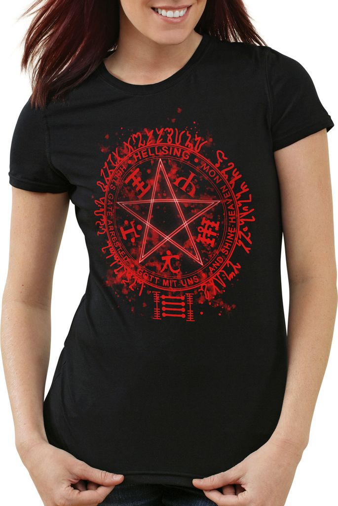 style3 Hellsing Pentagramm Damen T-Shirt vampir anime manga japan, Größe:XL