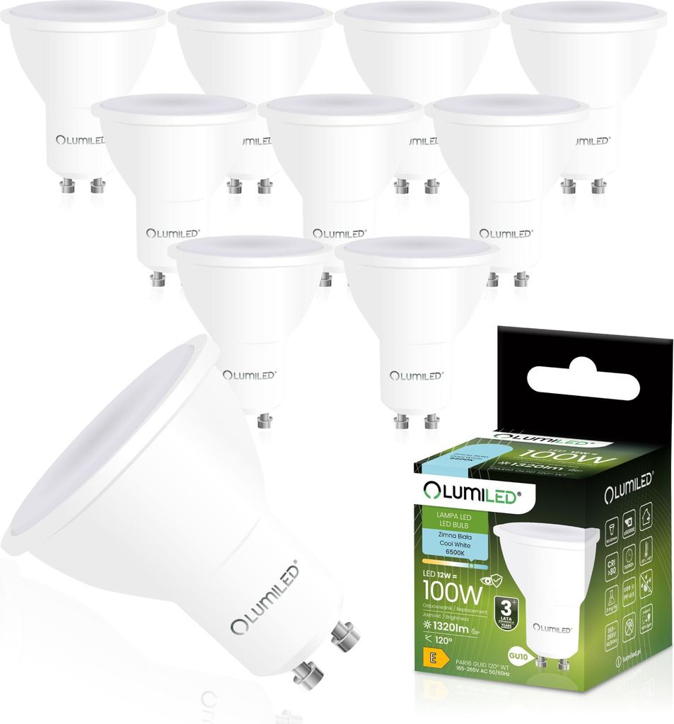 LUMILED GU10 Żarówka LED PAR16 12 W Zastępuje żarówki Zdjęcie produktu 