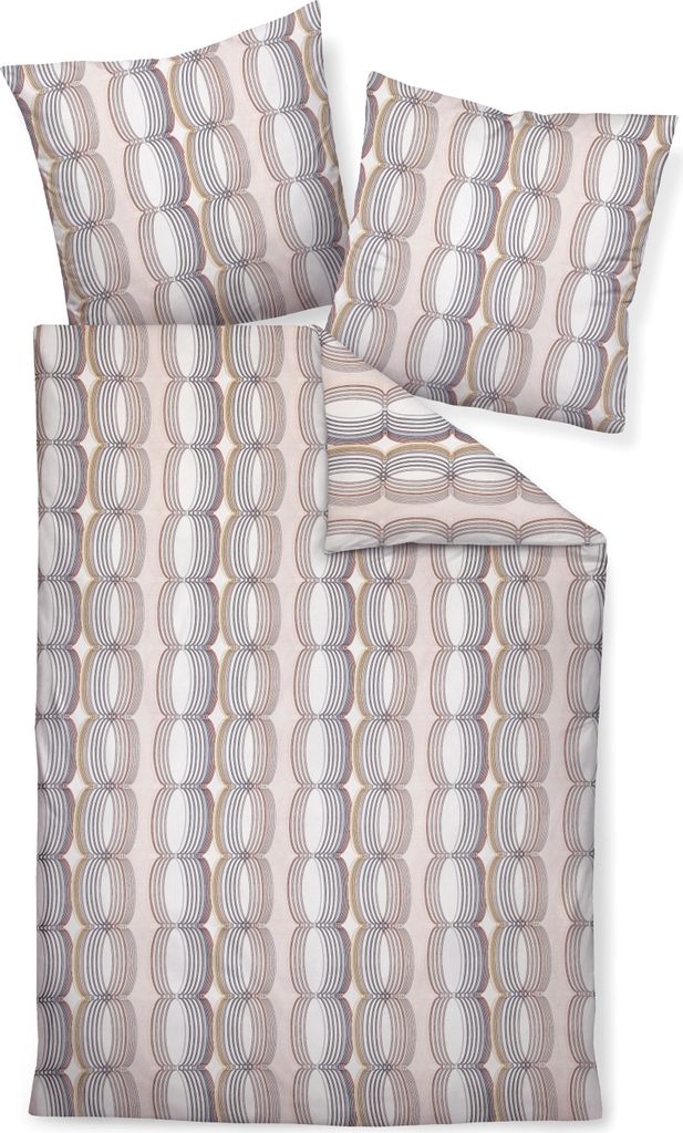 Janine Design Mako-Satin Bettwäsche-Garnitur Design moments 98086 Farbe koralle bleu rosenholz-01 Größe 135x200 + 80x80 cm