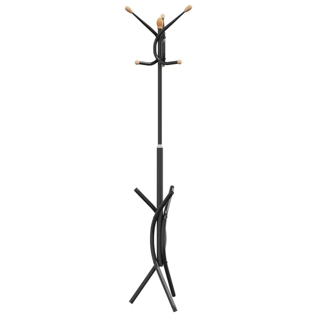 Patère sur Pied Noire 176 cm Vestiaire Vertical en Métal pour Entrée - 4