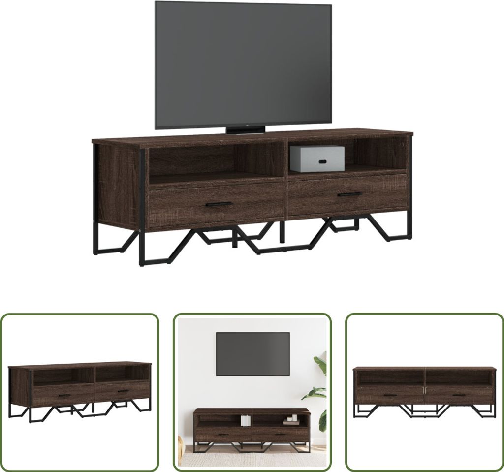 The Living Store TV-Schrank Braun Eichen-Optik 122x34x41 cm Holzwerkstoff