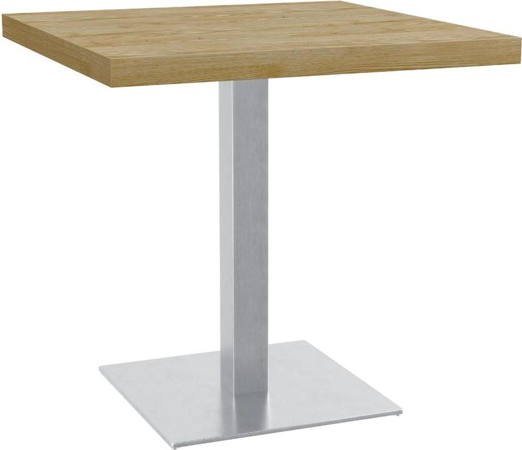 Bistrotisch 36 mm | 80x80 cm | Eiche Vanilla | Edelstahl Gestell