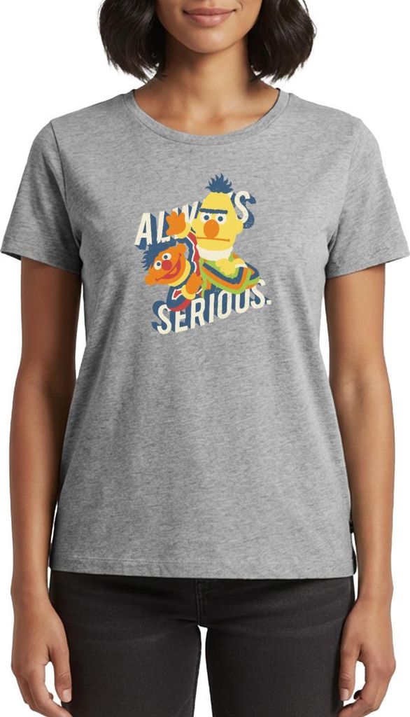 Spreadshirt Sesamstraße Always Serious Frauen Premium T-Shirt, 3XL, Grau meliert