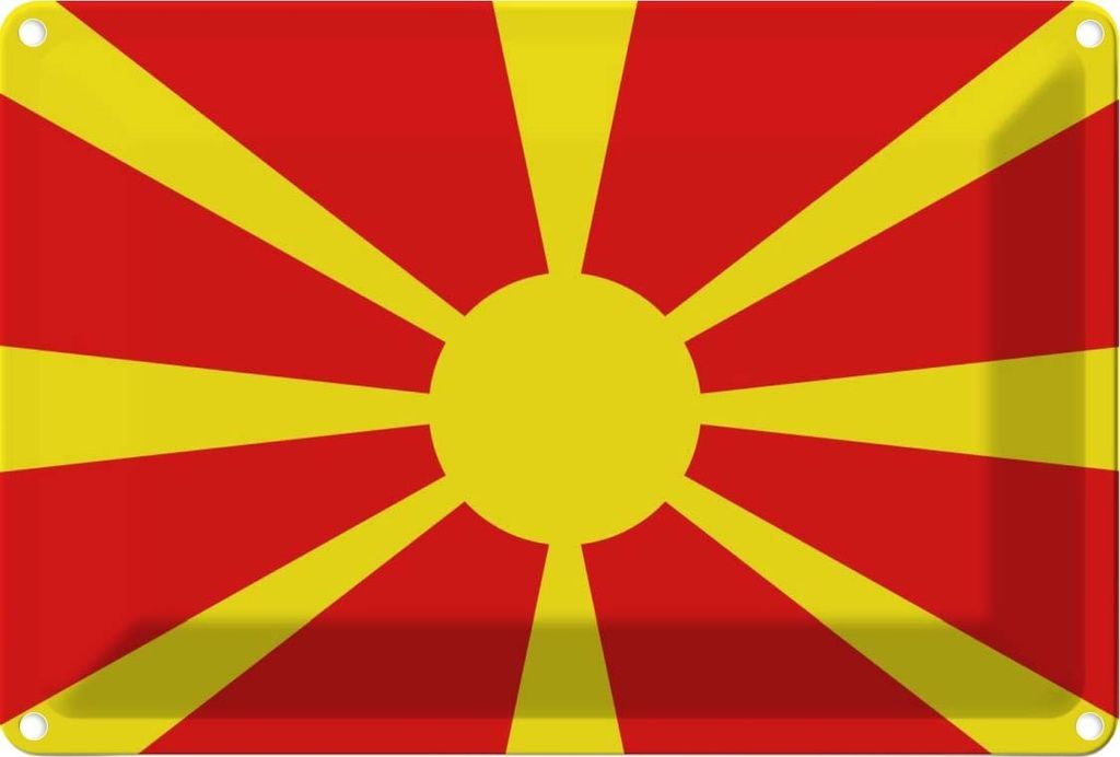 vianmo Blechschild 20x30 cm Mazedoniens Macedonia Flagge Fahne Wappen