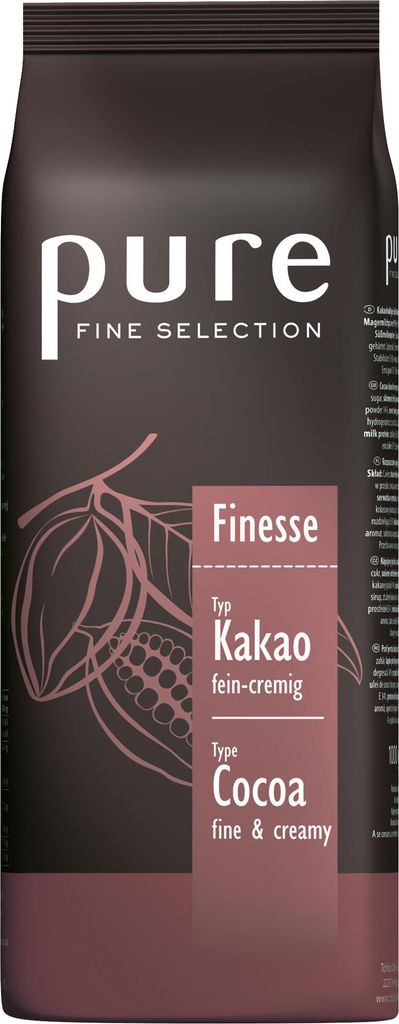 A product package for PURE Fine Selection Finesse cocoa.
