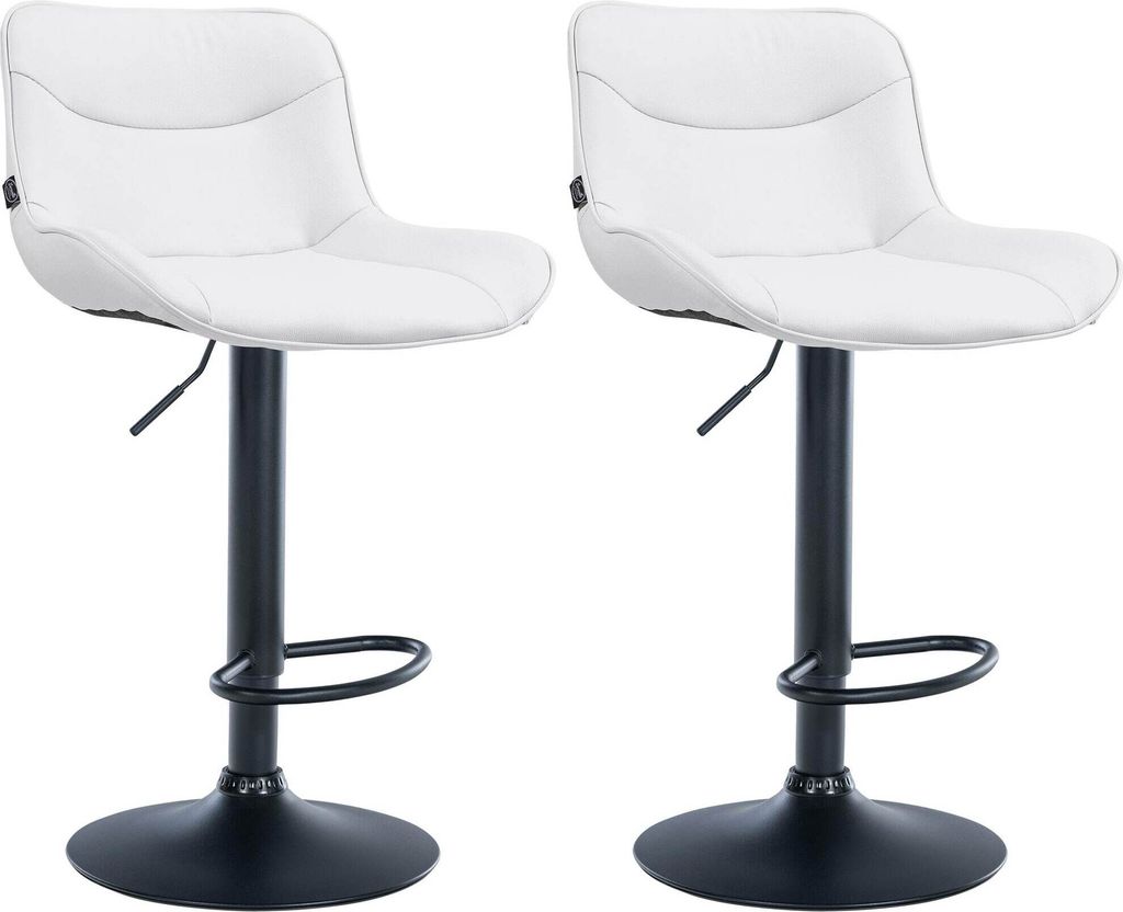 CLP 2er Set Barhocker Vonore Kunstleder höhenverstellbar und 360 Grad drehbar,weiß schwarz