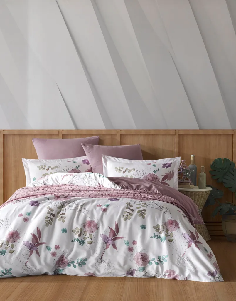 Set Copripiumino Rosa 240x220 Cotone Ranforce L'Essentiel Larin
