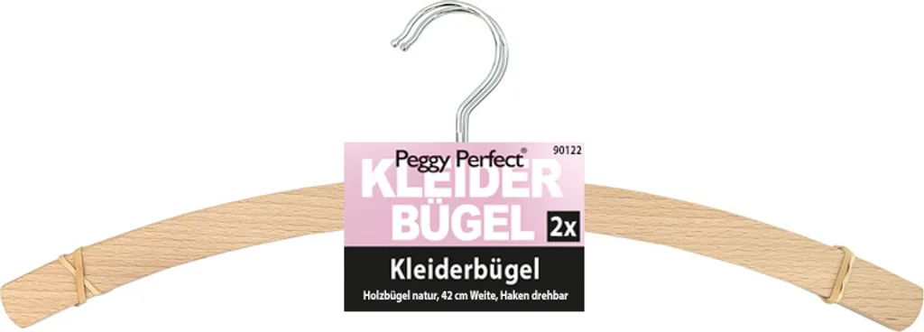 Cintre en Bois Anti-Déformation sans Barre Peggy Perfect Pack 2 Naturel