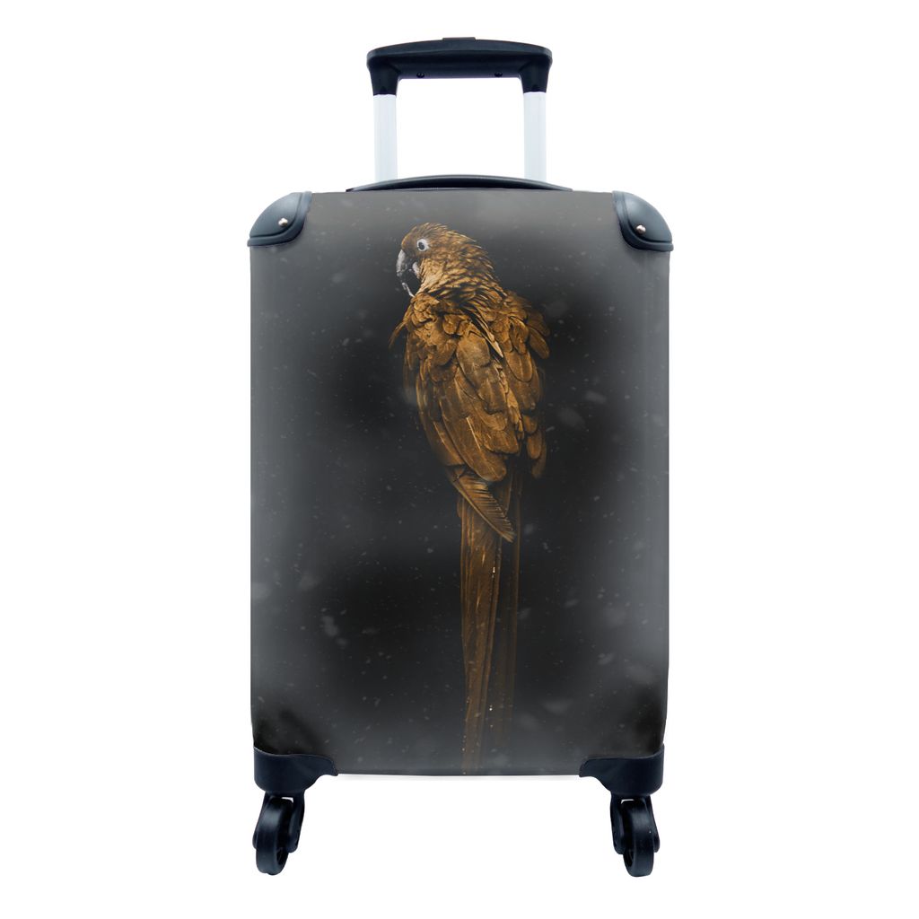 MuchoWow Koffer Handgepäck Trolley Rollkoffer Kleine Reisekoffer mit 4 Rollen - Vogel - Gold - Papagei - Cabin Size < 55x40x23 cm & 55x40x20 cm ...