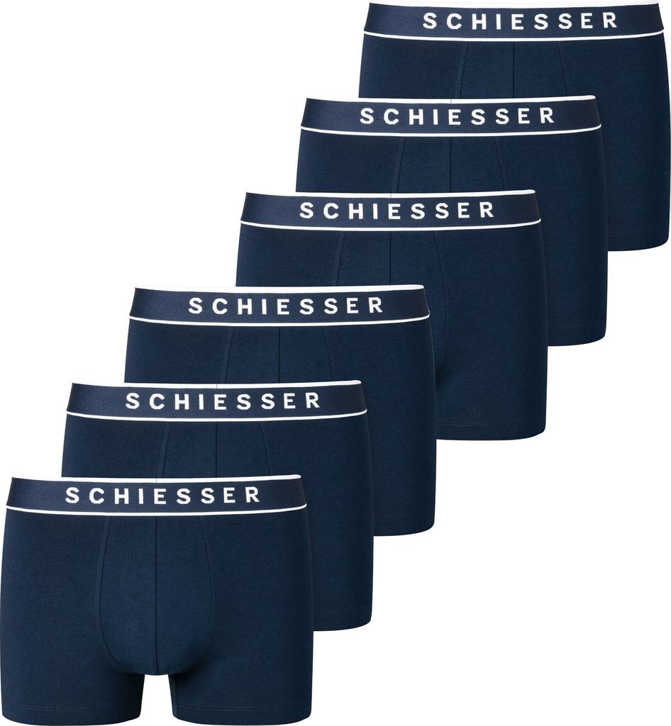 SCHIESSER Herren Shorts 6er Pack - Serie "95/5", Logobund, S-XXL Dunkelblau 2XL