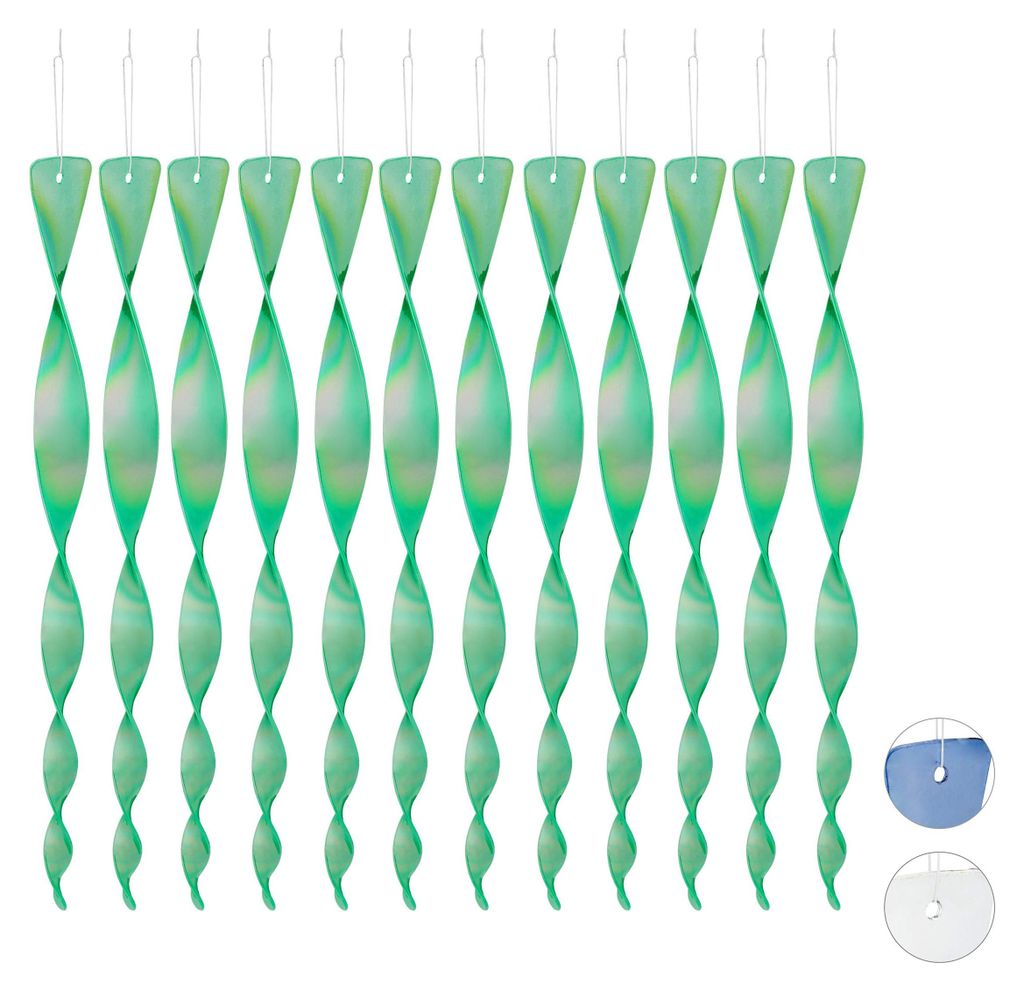 Relaxdays Vogelabwehr Spirale, 12er Set, reflektierend, Produktbild 